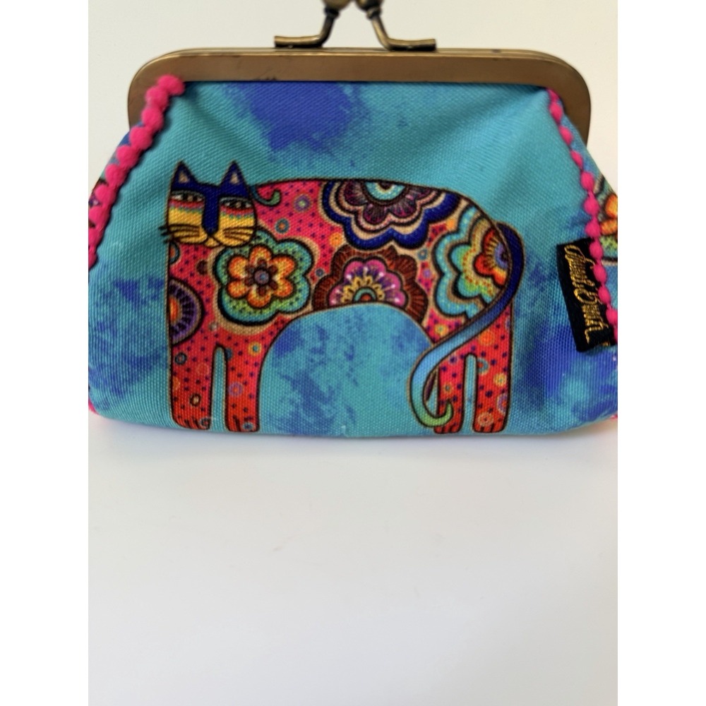 Laurel Burch Bohemian Whiskers Coin Purse Kiss Lock Colorful Whimsical - Picture 2 of 11